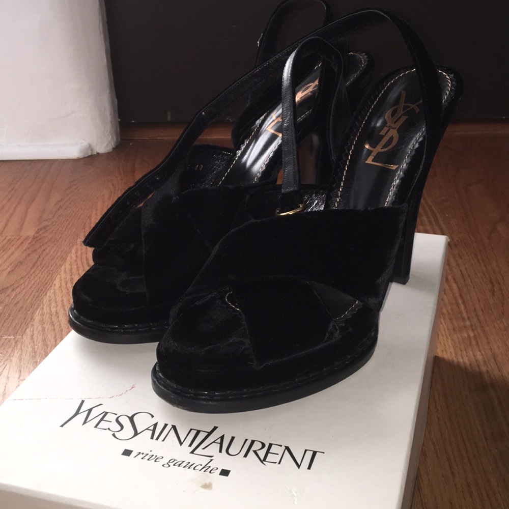 YSL Tribute Shoes - black velvet - RARE!